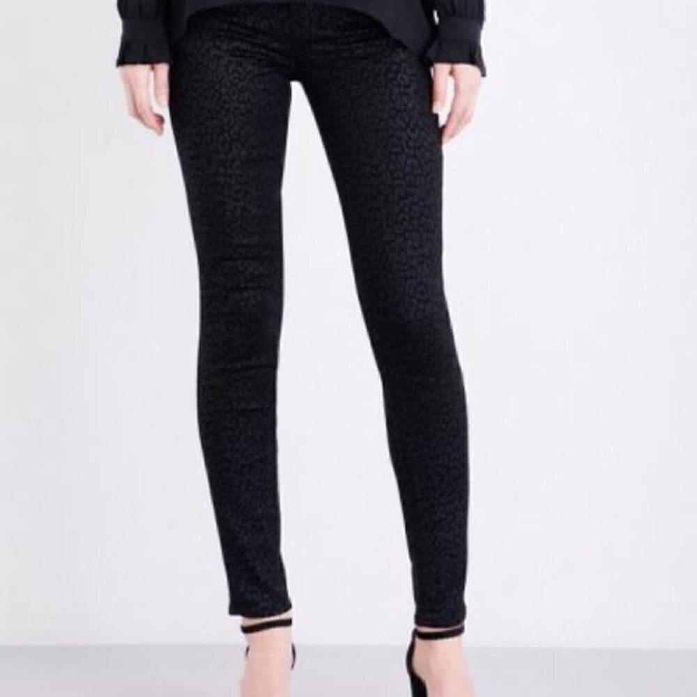 paige Denim Leopard metallic print skinny black